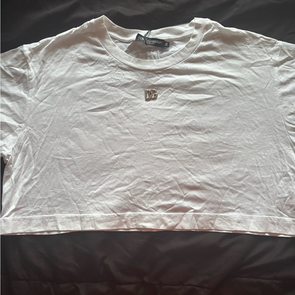 Dolce & Gabbana White Logo Crop Top